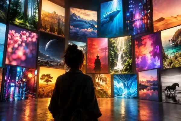 A colorful collection of visual presets arranged as a creative library.