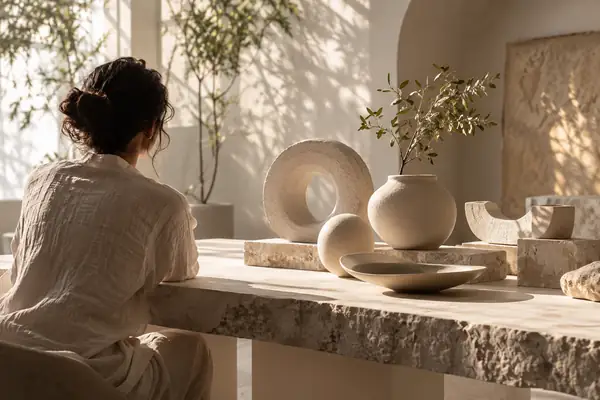 Minimal pale ceramics arranged in a soft studio product scene.